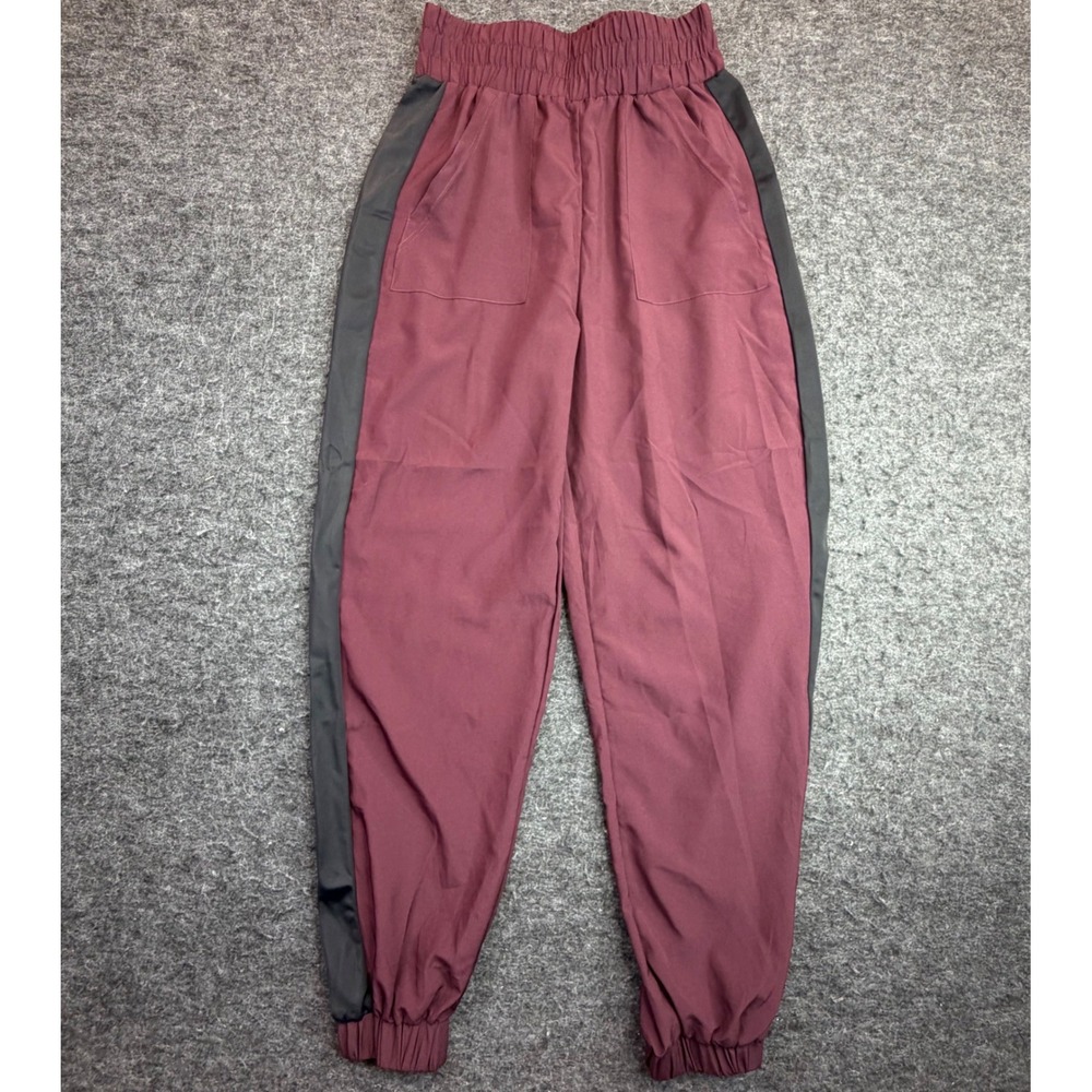 Balera Dancewear Joggers Women XSA Maroon High Waist Side Stripe 14601
